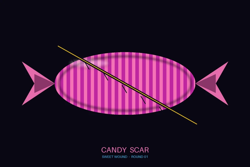 Candy Scar motif — abstract sugar-and-scar pattern used across Round 1 art direction